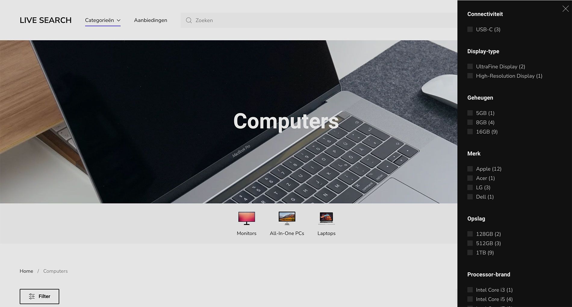 woocommerce live search